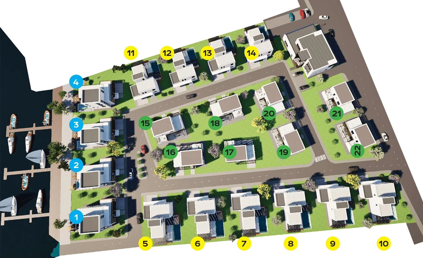 SunLake Snagov master plan with all 22 villa positions